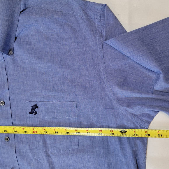 VNT Walt Disney World Mickey Mouse Men's Sz L Button Down Blue Pocket Logo Shirt - Picture 8 of 9